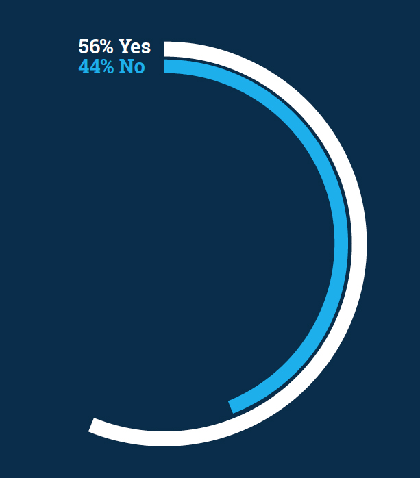 chart showing 56% yes responses versus 44% no
